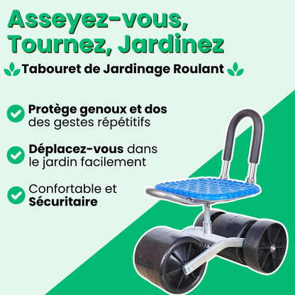 Tabouret Roulant de Jardinage Ergonomique Ultra-confortable