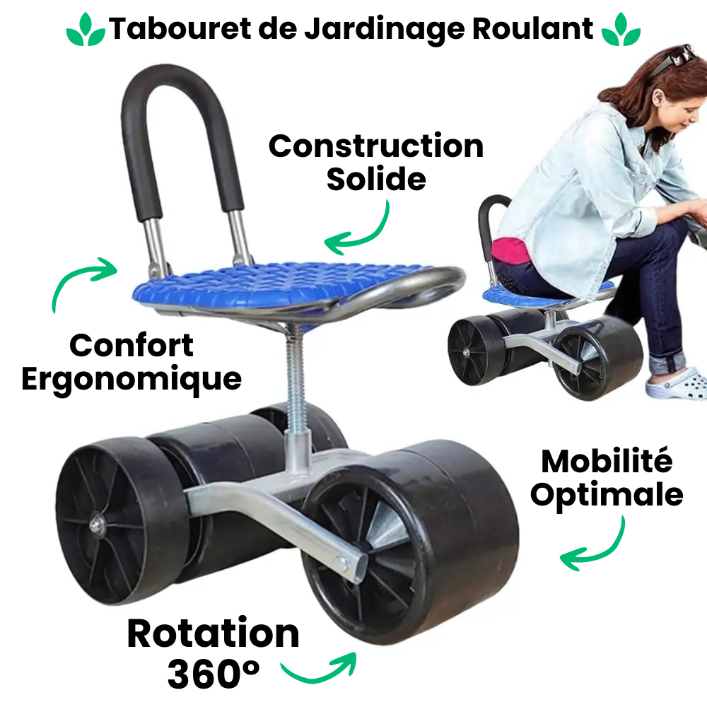 Ultra pohodlná ergonomická zahradní rolovací stolička