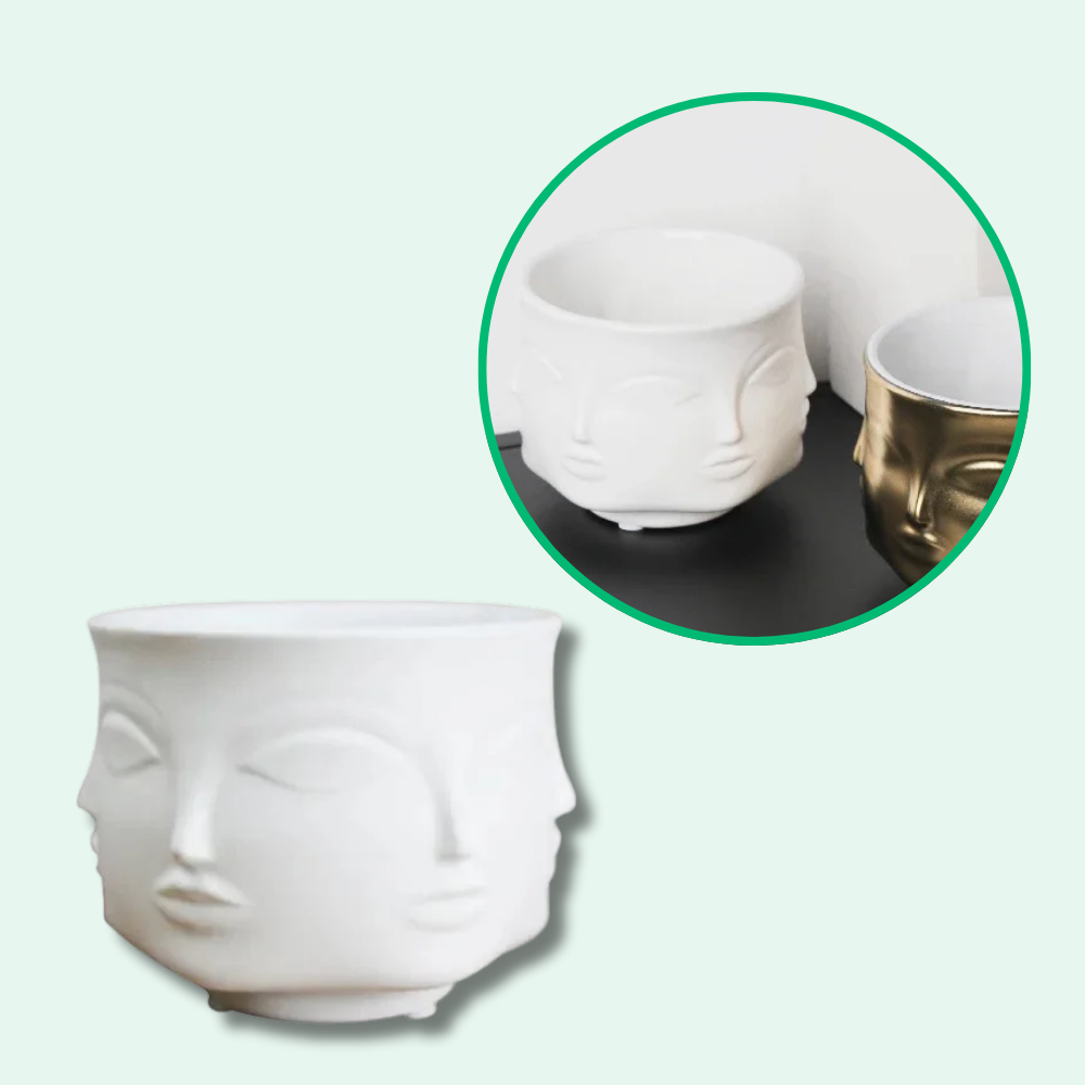 Jardioui 1 Pot (39.90 €/ pcs) / Blanc Pot de Fleurs Visage Artistique