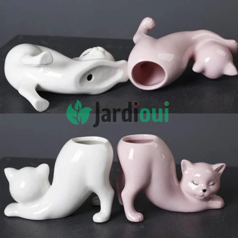 Jardioui Pot de Fleur Chat Adorable