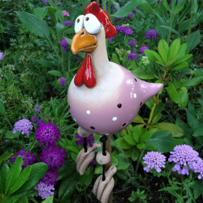 Jardioui Sculpture Éclatante de Poulet Décoratif pour Jardin