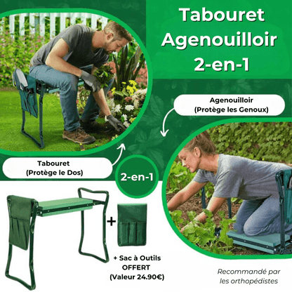 Jardioui 0 Tabouret Agenouilloir Pliable Multifonction (+Sac à Outils Offert)