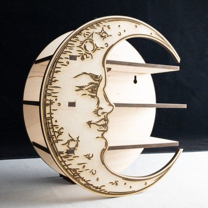 frJardioui étagère Blanc Étagère "Croissant de Lune" en Bois