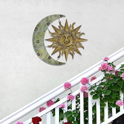 frJardioui Décoration Murale Extérieure "Le Soleil a Rendez-vous avec la Lune"