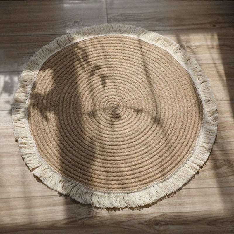 frJardioui Diamètre 80CM Tapis Rond en Jute