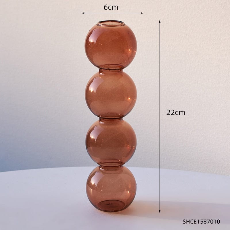 frJardioui Marron / 4 Boules Vase en Verre "Bubble Glass"