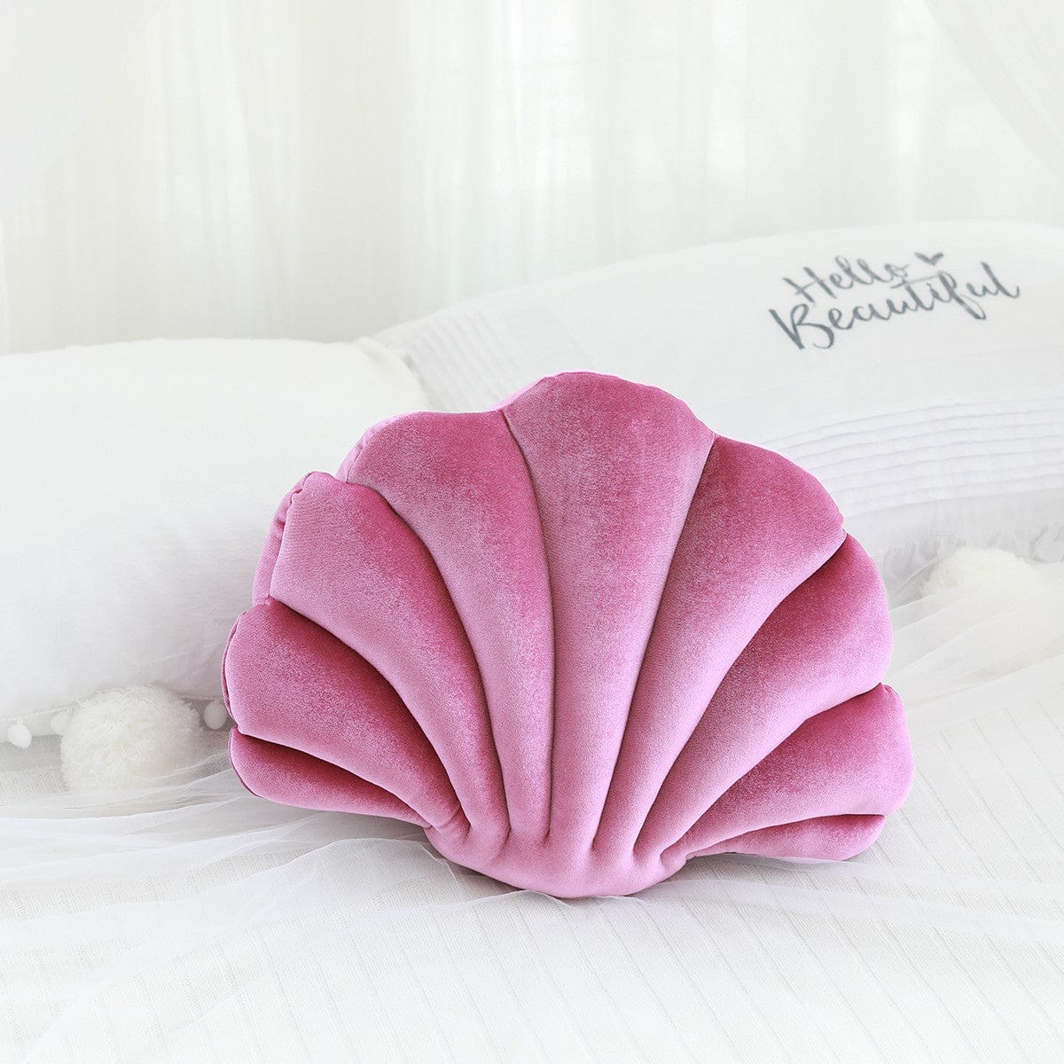 frJardioui Coussin Rose / Moyen Coussin Coquillage en Velours